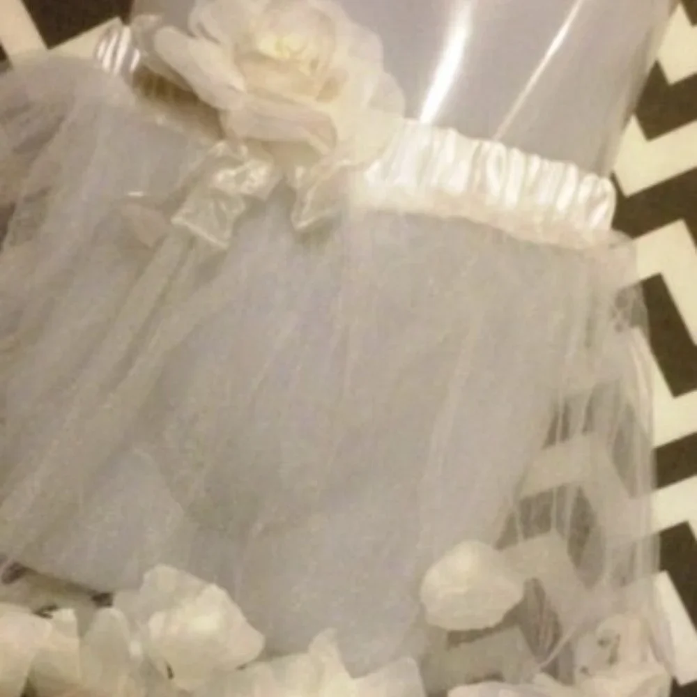 NEW IN‎ PACKAGE * White Ballet Tutu with Rose Petals in Skirt and Rose on Waist